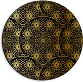 Dibond Muurcirkel - Borden met Gouden Geometrische Print - 20x20 cm Foto op Aluminium Muurcirkel (met ophangsysteem)