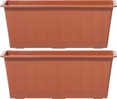 2x Terracotta kunststof Agro plantenbakken/bloembakken 40 cm - Tuin decoraties