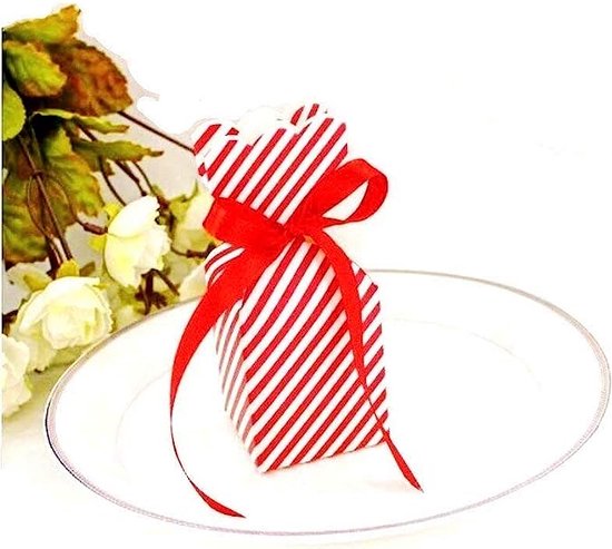 JZK 50 x Rode Organza Feestzakjes Confetti Snoepjes Tas Kleine Tasjes Van 12x9 cm voor Bruiloft Kinderen Verjaardag Babyshower