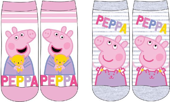 Peppa Big sokken voor meisjes wit roze maat 31-34 - karakter Peppa Pig sokjes voor je dochter - Biggen sokken roze hip