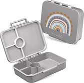 BIA Bento Box Voor Kinderen, 100% lekvrij en BPA-vrij, extreem robuust, lunchbox, ideaal voor kinderopvang en school (grijs, regenboog)