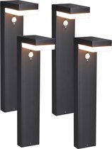 Proventa Solar LED Tuinlantaarn Staand met bewegingssensor - Model Lano - 4 stuks - Tuinverlichting op zonneenergie - Tuinlamp - Tuinlampjes - Tuinlampen - Tuin lamp - Tuinlampion
