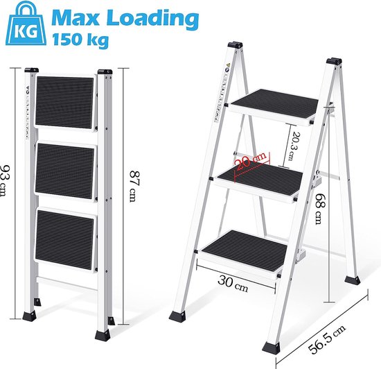PROFI-PARTNER Steel safety ladder, stepladder, folding handrails