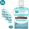 LISTERINE Cool Mint mondwater - verfrissende mondspoeling voor bestrijding van schadelijke bacteriën voor gezond tandvlees - 3x500ml