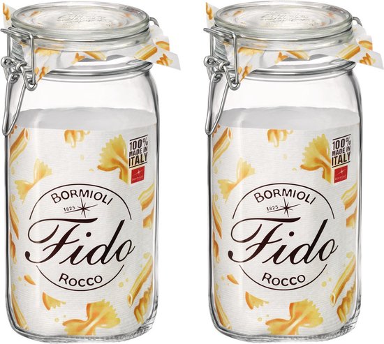 Bormioli Rocco Voorraad/weckpot - Set van 2x stuks - glas - transparant - 22 x 10 cm - 1,5 L