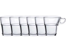 Duralex Espresso glazen Caprice transparant - 6x stuks - 90 ml - Koffie/espresso kopjes van glas
