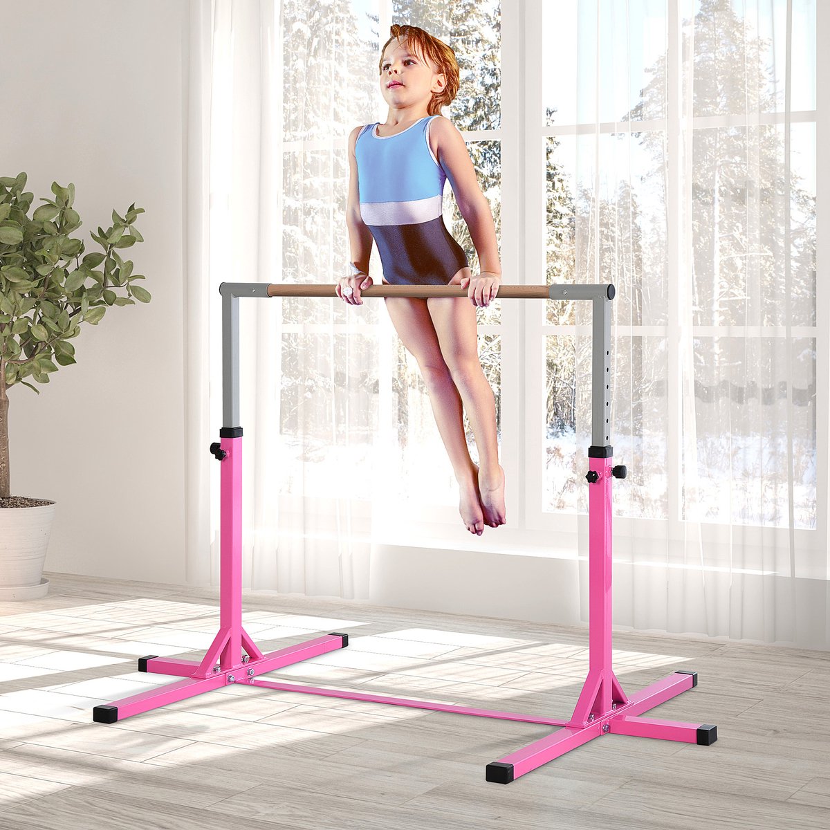 Costway Gymnastiekrek, turnrek, in hoogte verstelbaar, turnstangen tot 100 kg belastbaar, rekstang, trainingsapparatuur, oefenstang voor binnen, thuistraining, roze Costway Gymnastiekrek, turnrek, in hoogte verstelbaar, turnstangen tot 100 kg belastbaar, rekstang, trainingsapparatuur, oefenstang voor binnen, thuistraining, roze