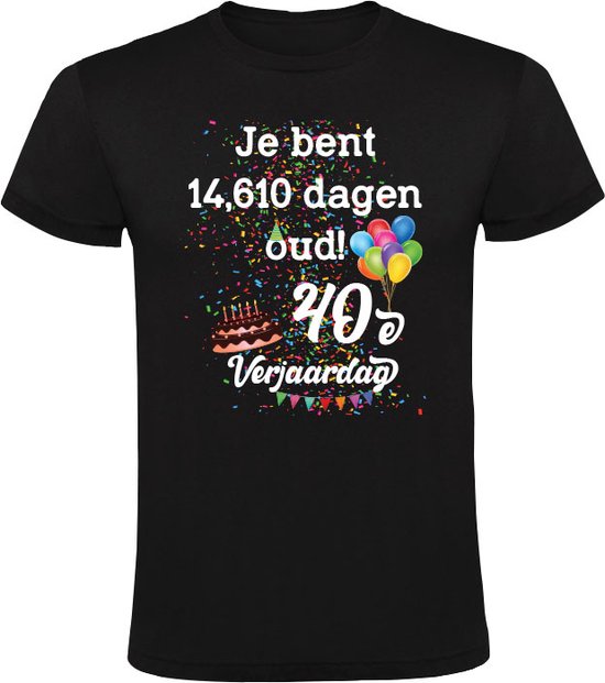 Je bent 14,610 dagen oud! Heren T-shirt 40 jaar verjaardag