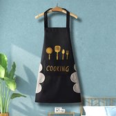 Keukenschort - Waterproof - Mannen - Vrouwen - Keuken - Accessoires - Koken - Schoonmaken - Schort - Met tekst "Cooking" - Zwart met gouden bedrukking - PVC