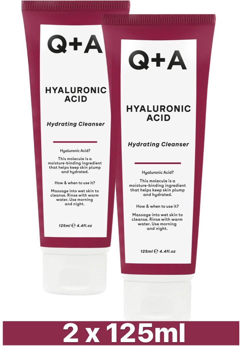 Q+A Skincare Cleansing Gel Hyaluronic Acid - 2 x 125 ml - Voordeelverpakking