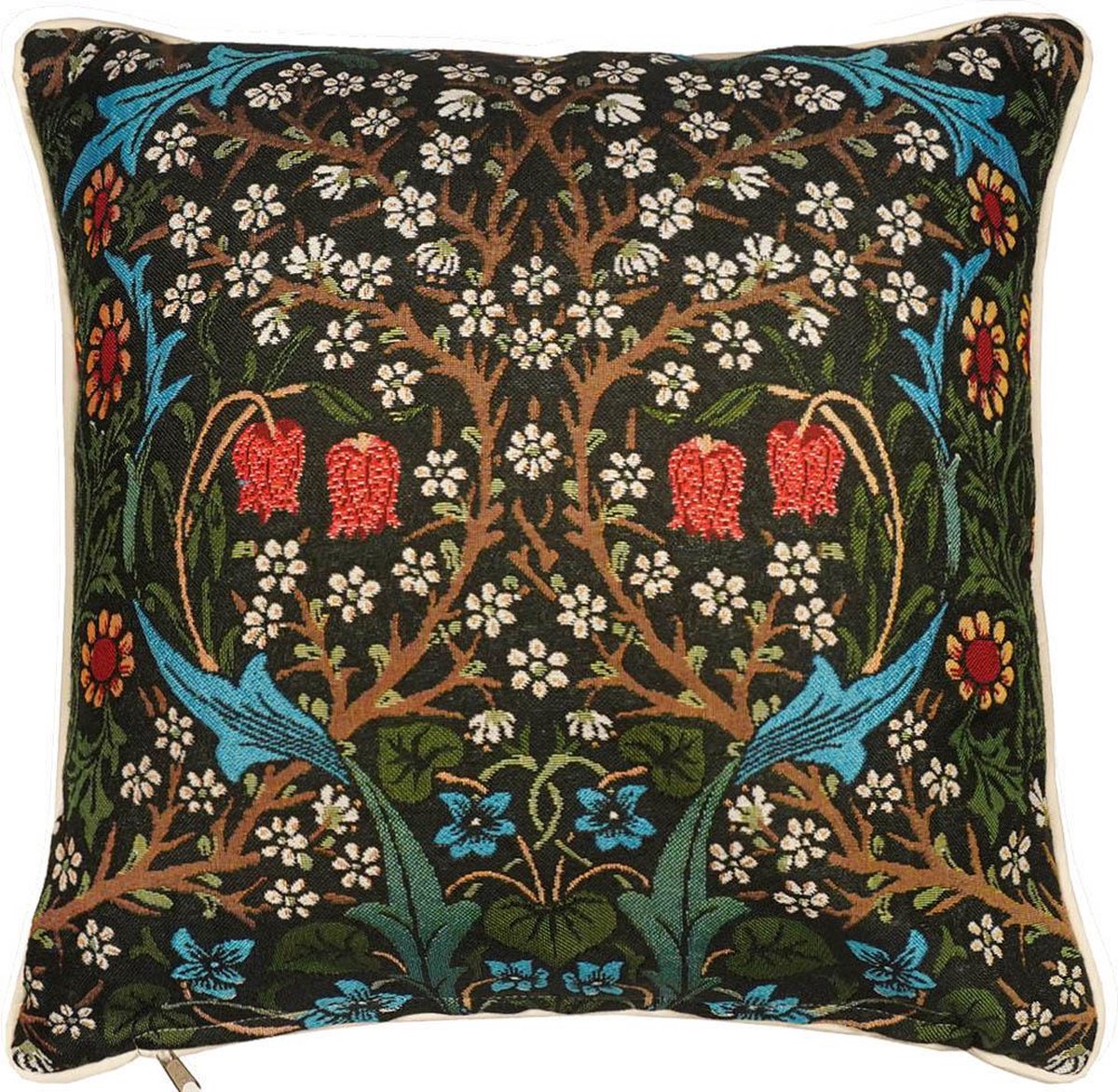 Signare Kussenhoes - Luxe gobelinstof - Blackthorn - Sleedoorn - William Morris - 45 x 45 cm multi