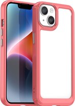 Mobigear Crystal Back Cover Case - Convient pour Apple iPhone 15 - Étui pour téléphone portable - Transparent / Rouge