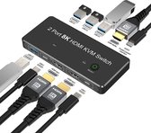NÖRDIC KVM-113 KVM Switch - 2 naar 1 - USB-C, HDMI2.1, USB3.0 - 8K60Hz - HDCP2.3 - Zwart
