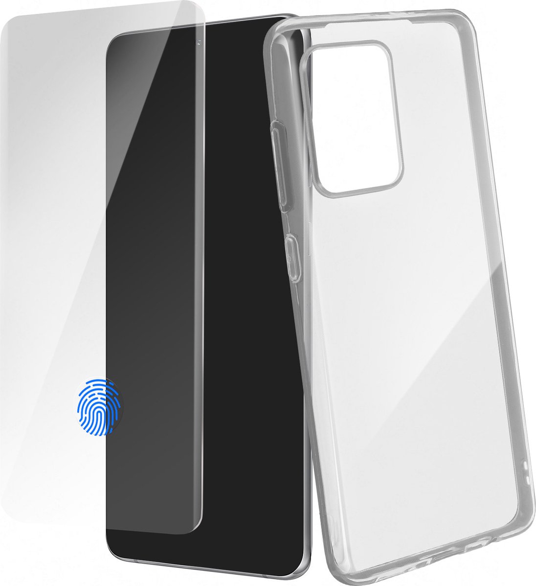 Case Geschikt voor Samsung Galaxy S20 Ultra siliconengel en gehard glas 9H Transp.