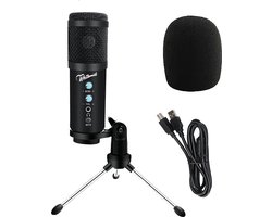 Whitemill Condensator microfoon met Tripod - USB - Gaming - Podcast - PC - Met popkap en ruisfilter - Zwart