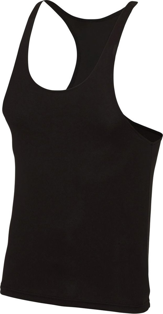 Zwart sport/fitness shirt/tanktop voor heren - Sportkleding - Fitness shirt/hemd - Bodybuilder tanktops/haltertops - Sportshirts 52