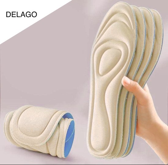 Comfortabele Inlegzool - Memory Foam - Maat 45 - Verknipbaar - Op Maat Te Maken - 1 Paar - Steunzool - Ademend - Dempend - Unisex - Sneakers - Werkschoenen - Laarzen - DELAGO