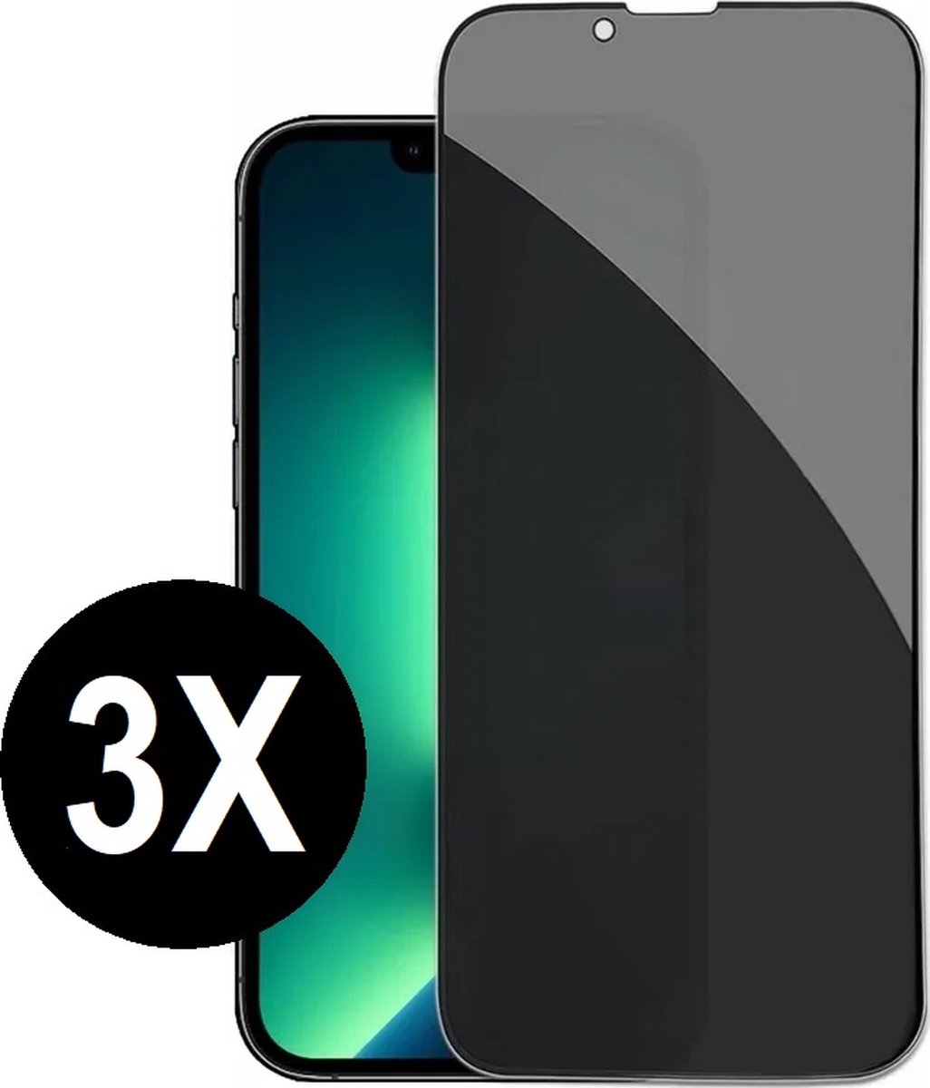 Privacy screenprotector geschikt voor iPhone 14 - Beschermglas - Privacy screen protector - glasplaatje - 3 stuks