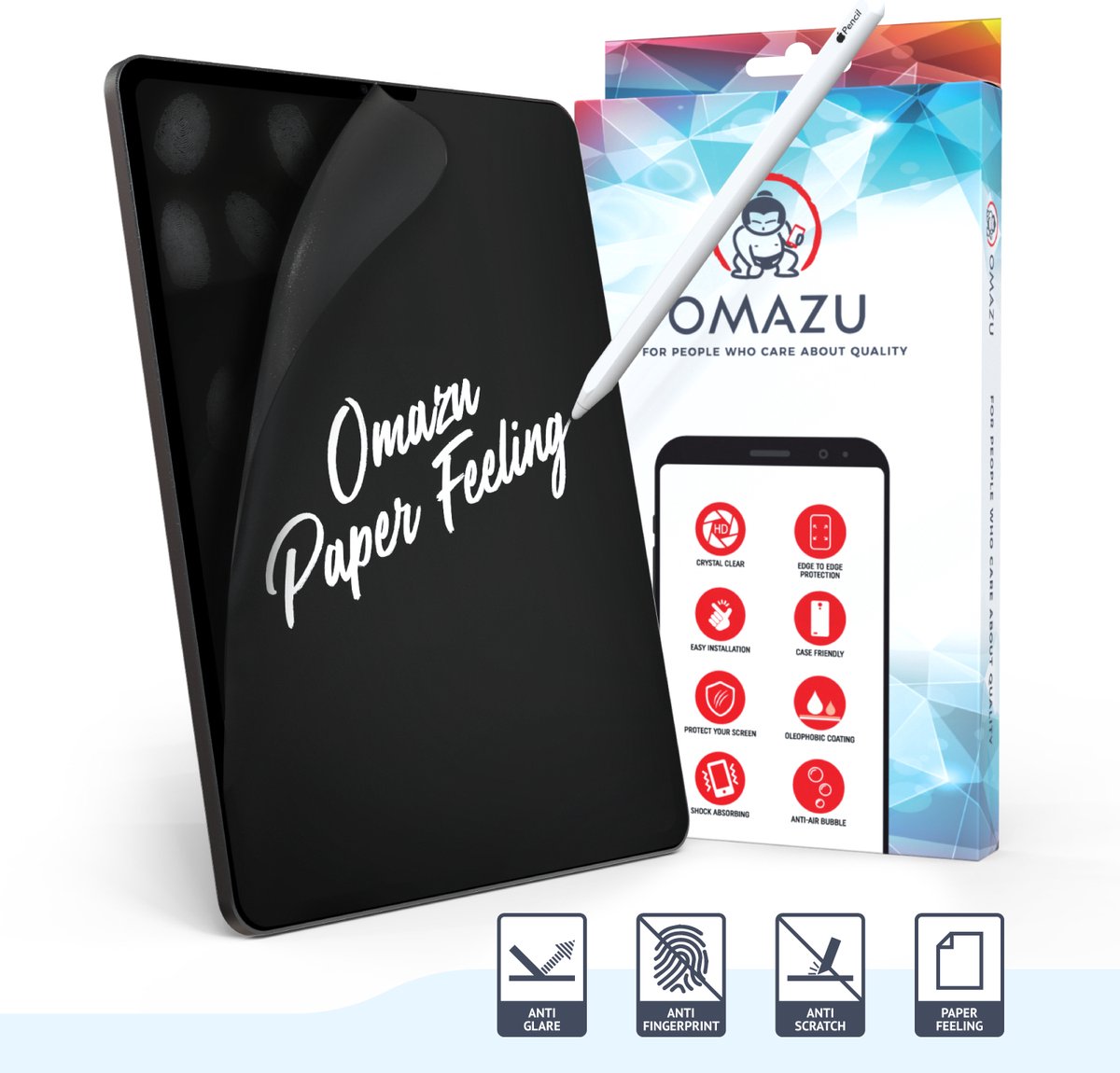 OMAZU Paperfeeling screenprotector, geschikt voor iPad 2022 10e Generatie 10.9 InchTeken en schrijf op je ipad-Anti Reflectie- Anti Fingerprint-Anti Kras