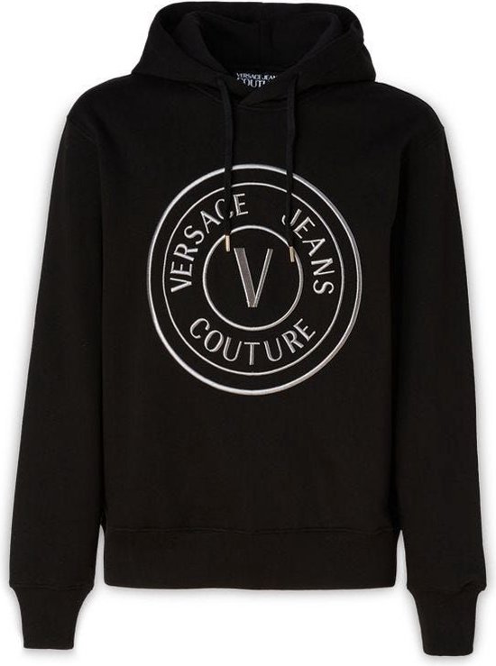 Zwart katoenen sweatshirt met logodetails en capuchon