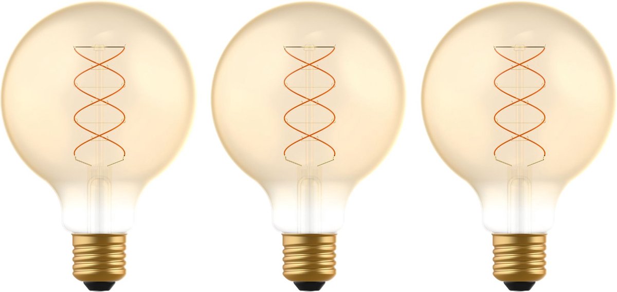Proventa LED Filament lamp E27 - ⌀ 95 mm - Dimbaar - Warm wit - 3 x Vintage led lampen