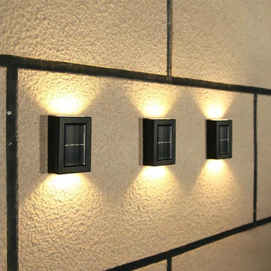 Solar schuttinglamp - Set van 2 - Zonne-energie - wandlamp - Verlichting boven en onder - Waterdicht - Wit licht - Duurzaam - Kwaliteit