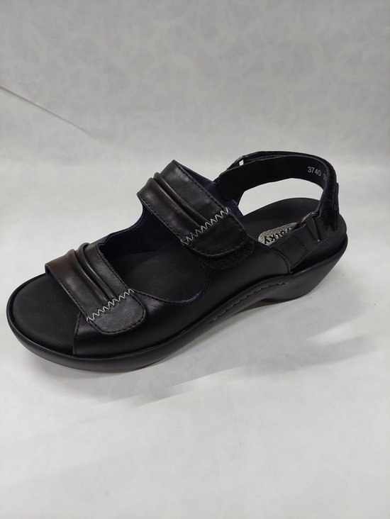 WOLKY 3470 / Mandalay / sandalen met klittenbanden / zwart / maat 37