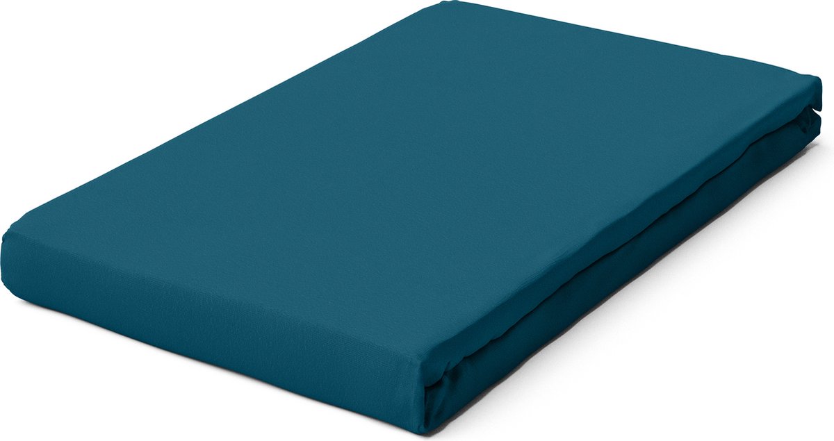 Schlafgut Pure Bio Katoen Jersey Hoeslaken S - 90x190 - 100x220 530 Petrol Deep