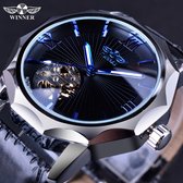 Blauwe Oceaan Geometrie Ontwerp Transparante Heren Horloge Topmerk Luxe Automatische Mode Mechanische Horloge