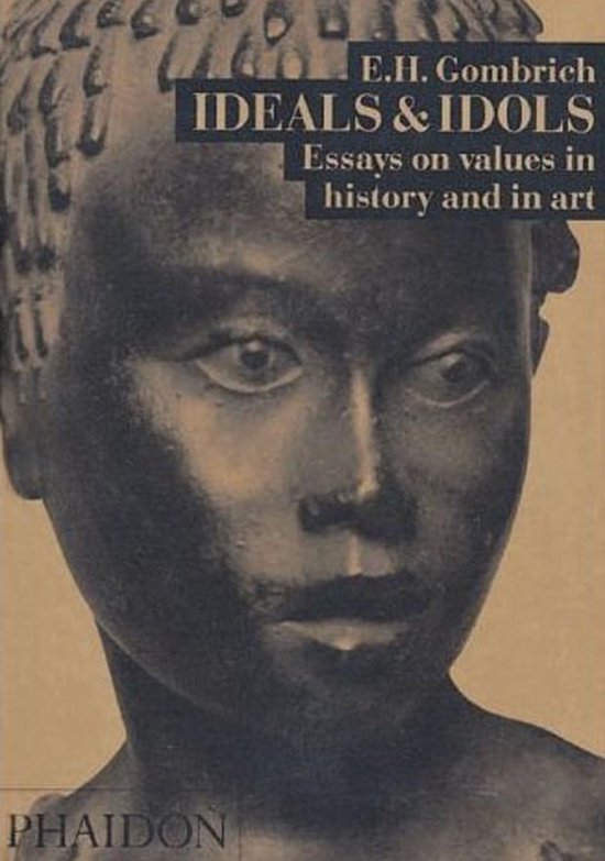 Boekomslag van 'Ideals & Idols' met een close-up van een bronzen beeld van een gezicht.