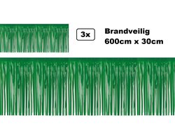 3x BRANDVEILIG Guirlande folie slierten groen pvc 30cm x 600cm - BRANDVEILIG - Thema feest party verjaardag festival versiering huwelijk trouwen