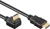 Câble HDMI 2.0 - 4K 60Hz - 1 côté coudé vers le bas - Plaqué Or - 1,5 mètres - Zwart