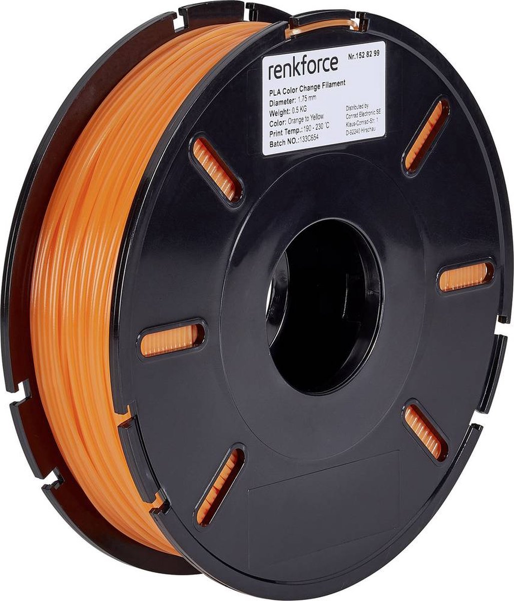 Renkforce RF-4511214 Filament PLA kunststof 1.75 mm 500 g Oranje, Geel 1 stuk(s)