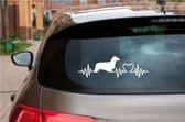 Teckel langhaar sticker 3x – autosticker - stickers voor raam auto deur muur laptop - heartbeat – ras - hondensticker - hondenlijn - Doglove - Abany quality design