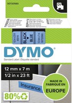 DYMO originele D1 labels | Zwarte Tekst op Blauw Label | 12 mm x 7 m | zelfklevende etiketten voor de LabelManager labelprinter | gemaakt in Europa