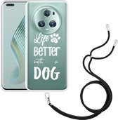 Cazy Hoesje met koord geschikt voor Honor Magic5 Pro Life Is Better With a Dog Wit