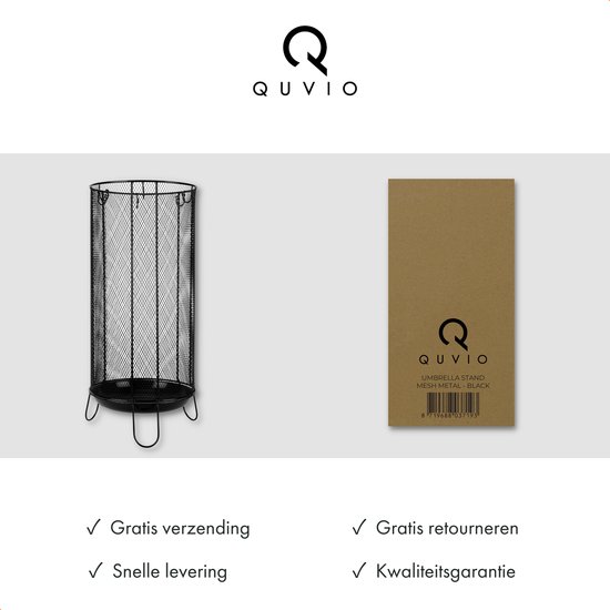 QUVIO Porte-parapluie - Porte-parapluie Design - Porte-parapluie - Parapluies et cannes - Porte-canne - Fil d'acier - Rond - Zwart - 25 x 57 cm (dxh)