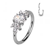 Piercing anneau titane taille émeraude 1.2x10