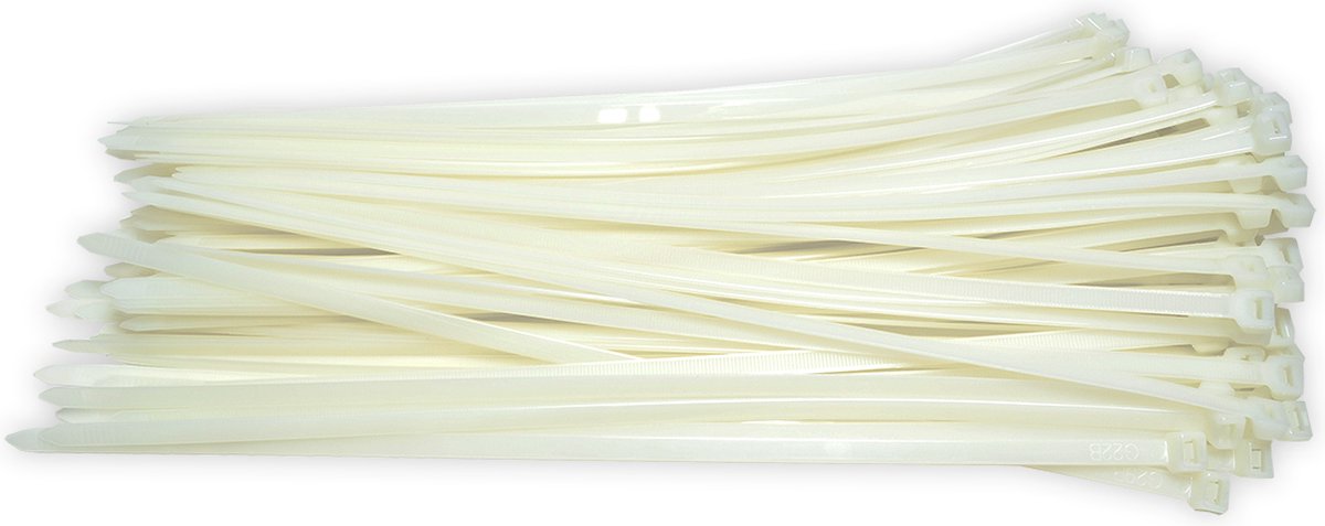 Kabelbinders 7,6 x 300 mm wit - zak 100 stuks - Tiewraps - Binders