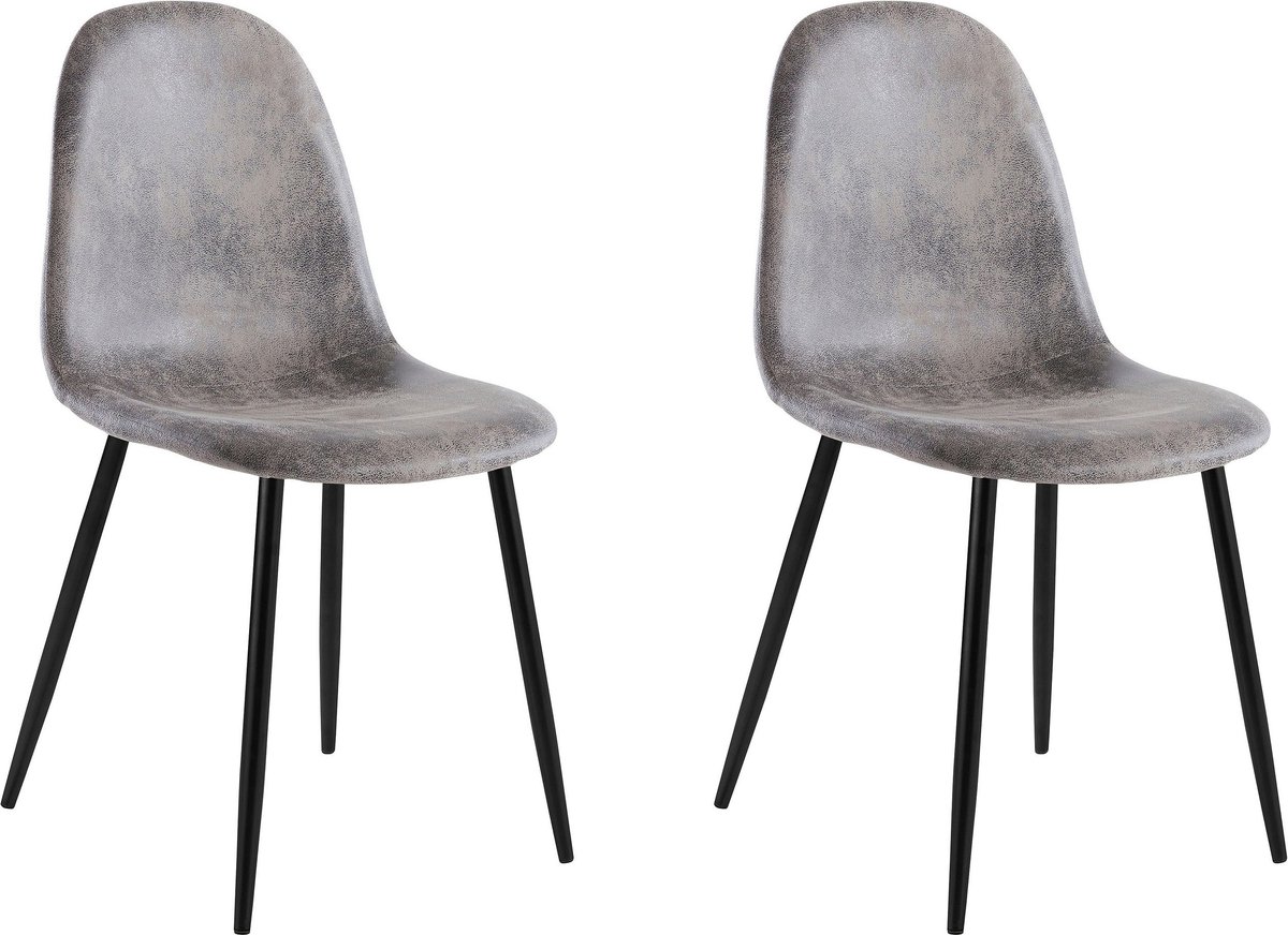 Notio Living Miller-Eetkamerstoel - Grijs Microvezel - Set van 2