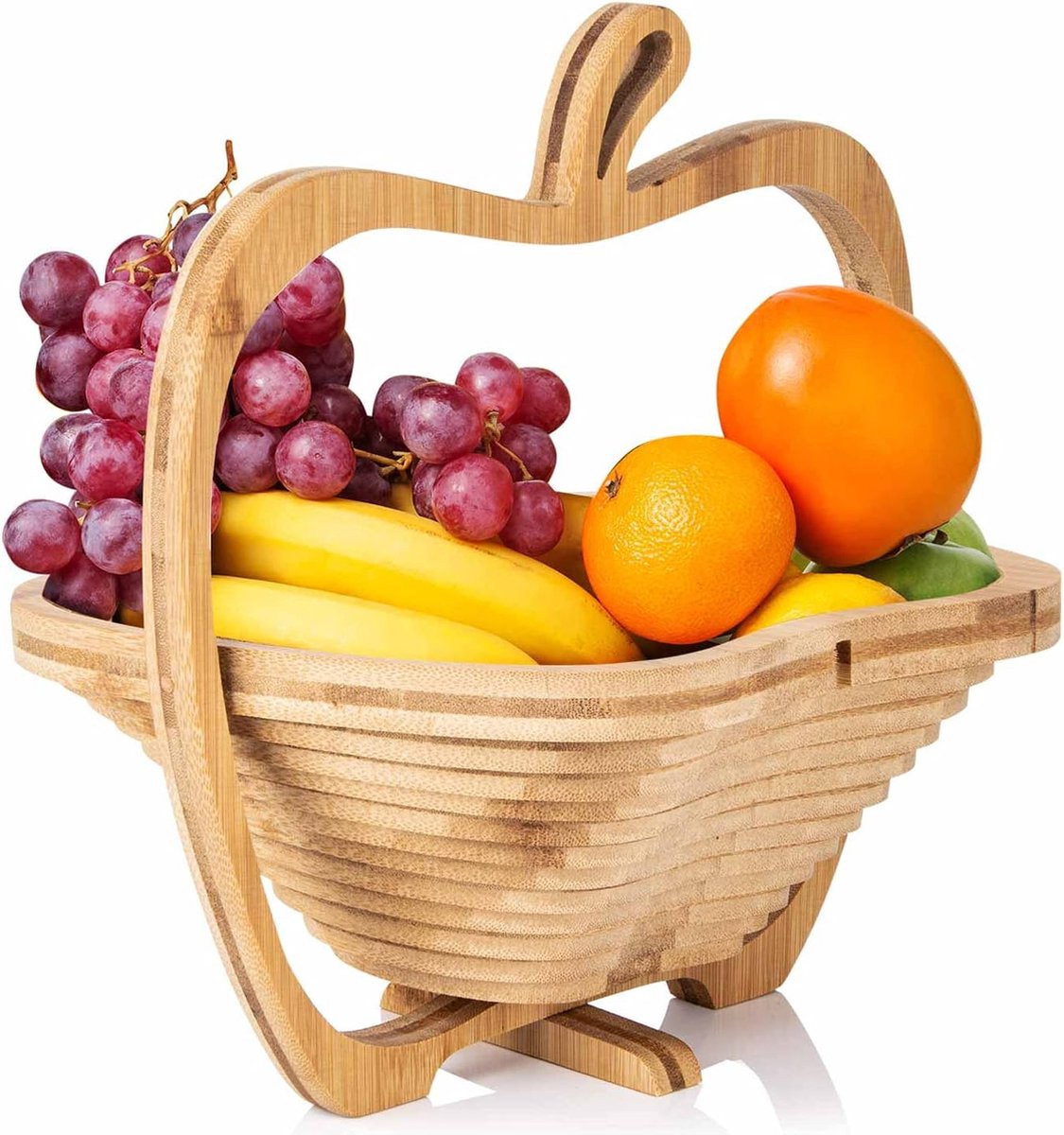 fruitmand, fruitschaal, groenteschaal en onderzetter uitklapbare mand & snijplank, 3 in 1 in prachtig appel design