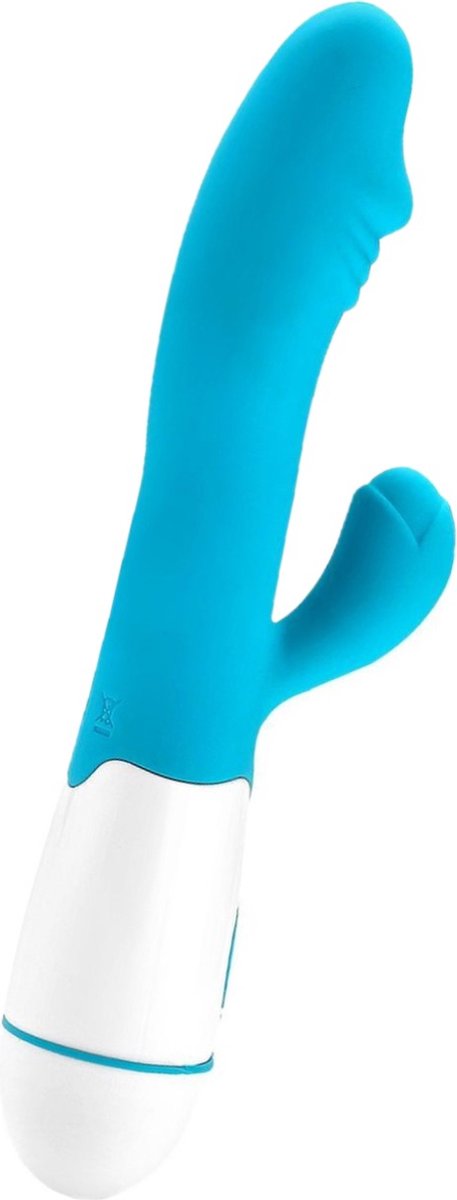 Goedkoopste Erodit® Tarzan dildo vibrator -Bunny Vibrator-Geribbelde eikel stimulatie clitoris- g-spot - Anaal vibrators voor mannen- vibrators voor vrouwen -Blauw, 19,5 cm- excl batterij- Sex toys- Erotiek- Seksspeeltjes voor koppels