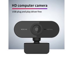 Webcam voor PC hoge kwaliteit met USB + Microfoon en Full HD 1080P – Geschikt voor Windows en Mac OS- Laptop – kleur Zwart