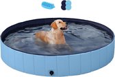 piscine pour chien, piscine 160 x 30 cm, bain pour chien, piscine pliable, bain d'eau, bain pliable pour animaux de compagnie, bleu HM-YAHEE-000000