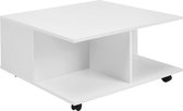 Salontafel - Woonkamertafel met 2 Laden & Wielen - Tafel met 2 Compartimenten - Wit - 70x70 cm