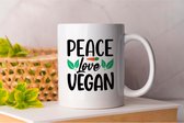 Mok Peace Love Vegan -Vegan Be Vegan - Save The Animals - Fruit - Groenten - Vegetables - Animals Are Friends - Green - Don't Eat Meat
