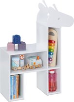 Relaxdays kinderkast giraf - wit speelgoedrek - kinderboekenkast - opbergmeubel speelgoed