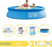 Intex Easy Set Zwembad - Opblaaszwembad - 244x61 cm - Inclusief Afdekzeil, Onderhoudspakket, Zwembadpomp en Filter
