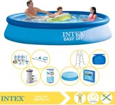 Intex Easy Set Zwembad - Opblaaszwembad - 366x76 cm - Inclusief Solarzeil, Onderhoudspakket, Filter, Onderhoudsset, Trap, Voetenbad en Zwembadtegels