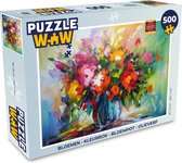 Puzzel Bloemen - Kleurrijk - Bloempot - Olieverf - Legpuzzel - Puzzel 500 stukjes